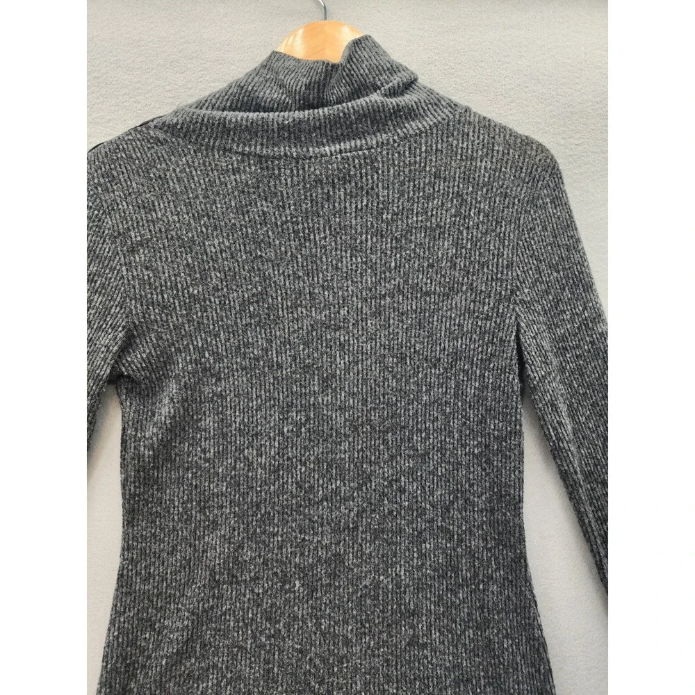 Maison Jules‎ Gray Ribbed Funnel Neck Snap Button Sweater Women Med Long Sleeve